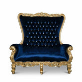 Throne Loveseat - Navy/Gold RENTAL